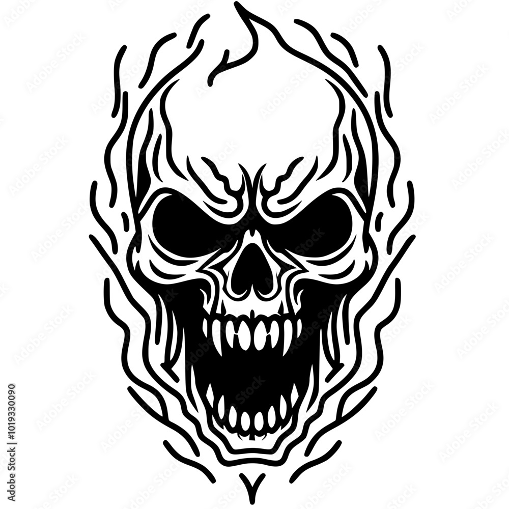 Scary skull sketch silhouette Scary skull sketch silhouette