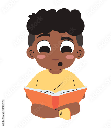 cute boy reading a book