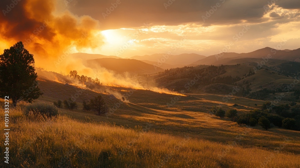 Sunset Wildfire in the Mountains Sunset Wildfire in the Mountains