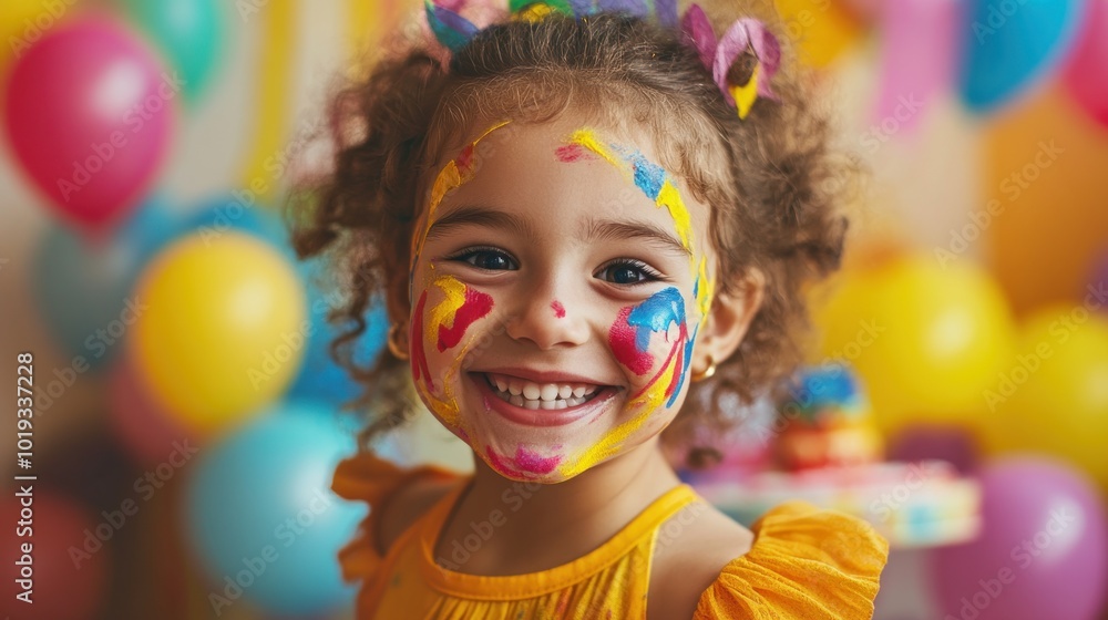 Smiling Little Girl with Face Paint Smiling Little Girl with Face Paint