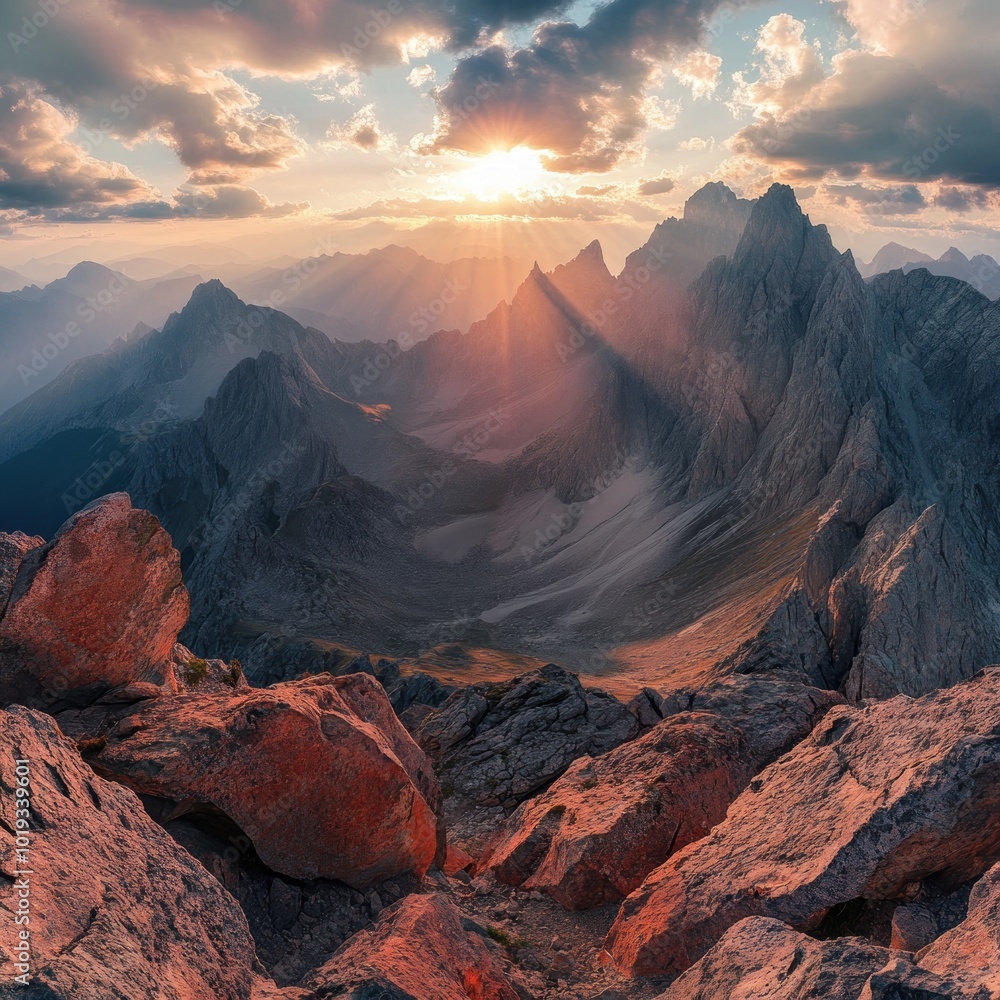 Fototapeta premium Majestic Mountain Range at Sunset