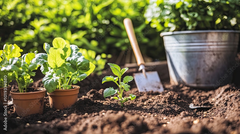 Fresh Vegetables Growing in a Sunny Garden Bed Fresh Vegetables Growing in a Sunny Garden Bed