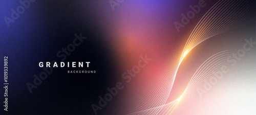 Gradient trendy blur background with grainy noise texture. Vector illustration.