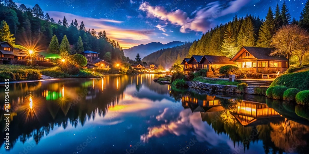 Fototapeta premium Serene Good Night Sunday Pictures Featuring Cozy Nightscapes and Relaxing Evening Vibes for Peaceful Rest