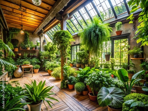 Serene Indoor Garden at Naturospace in Honfleur with Lush Greenery and Tranquil Atmosphere