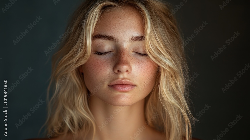 Portrait of a Young Woman with Closed Eyes Portrait of a Young Woman with Closed Eyes