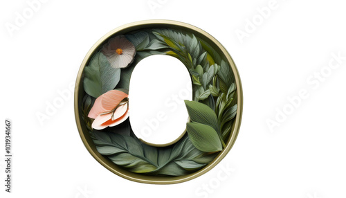 D Letters O P Floral and Leaves Alphabet Isolated on White   