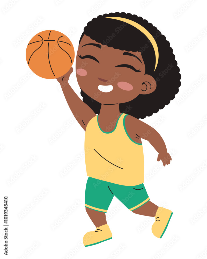 Fotografie young kid playing basketball
