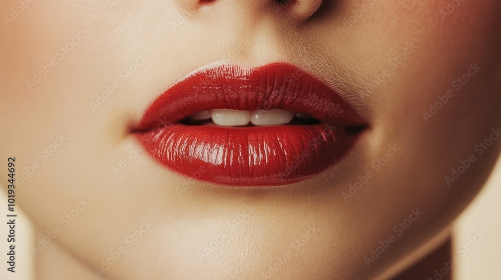 Close-up of Lips with Red Lipstick Close-up of Lips with Red Lipstick