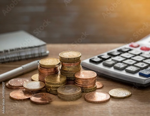 Argent avec calculatrice, concept de comptabilité