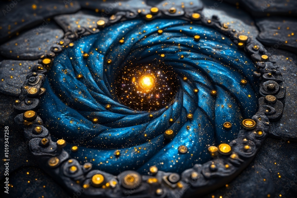 A cosmic scene with galaxies spiraling toward a singular point of origin, symbolizing the idea of all things in the universe stemming from one source in monism A cosmic scene with galaxies spiraling toward a singular point of origin, symbolizing the idea of all things in the universe stemming from one source in monism