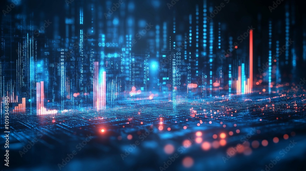 Fototapeta premium Abstract Digital Blue Background with Glow Effects