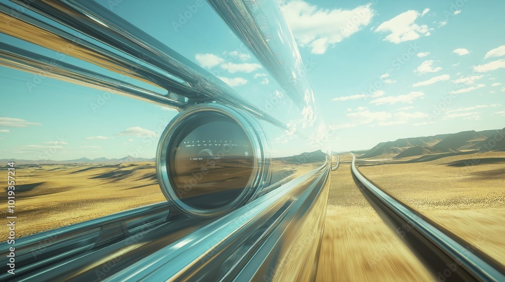 Obraz premium Futuristic high-speed pod traveling through transparent tube