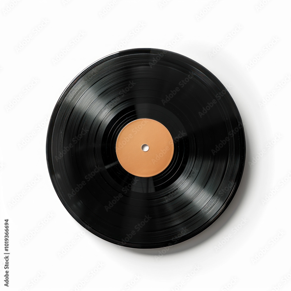 Black vinyl record with a single disc placed on a wooden turntable, a stylus ready to play music. Black vinyl record with a single disc placed on a wooden turntable, a stylus ready to play music.