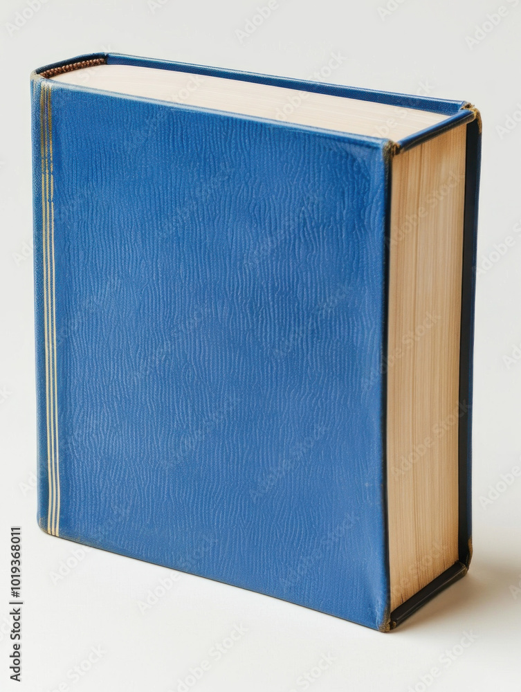 Blue book with white stripe cover on wooden table amid scattered autumn leaves, with soft sunlight filtering through window, creating cozy reading ambiance. Blue book with white stripe cover on wooden table amid scattered autumn leaves, with soft sunlight filtering through window, creating cozy reading ambiance.