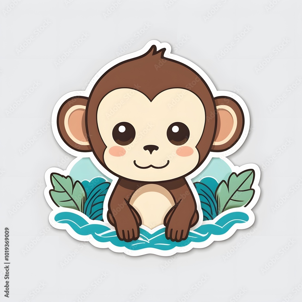Obraz premium cute monkey coloring book