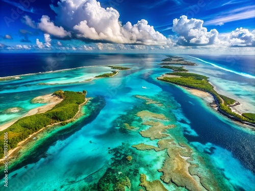 Stunning Aerial View of the Bahamas Islands from Space Showcasing Turquoise Waters and Coral Reefs