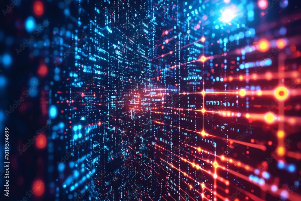 Naklejka premium Digital Technology background of data and network