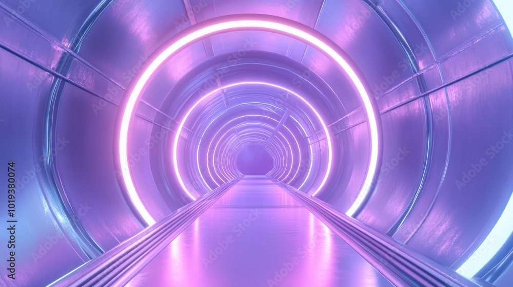Futuristic Purple Tunnel with Neon Lights Futuristic Purple Tunnel with Neon Lights