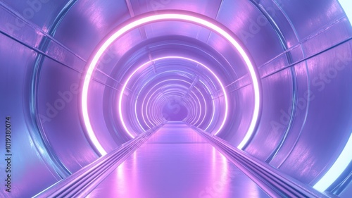 Futuristic Purple Tunnel with Neon Lights