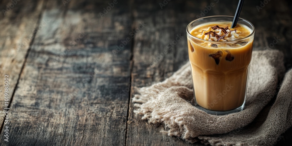 Glass of Vietnamese Iced Coffee with Condensed Milk on a Rustic Table Glass of Vietnamese Iced Coffee with Condensed Milk on a Rustic Table