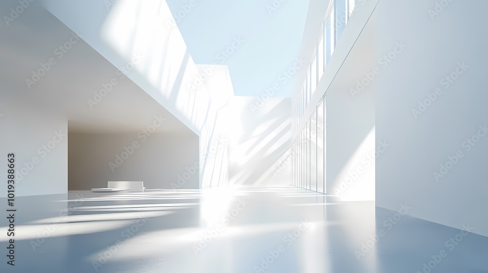 Fototapeta premium Digital Technology White Abstract Hall Poster Background