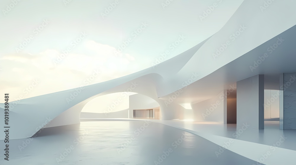 Obraz premium Digital Technology White Abstract Hall Poster Background