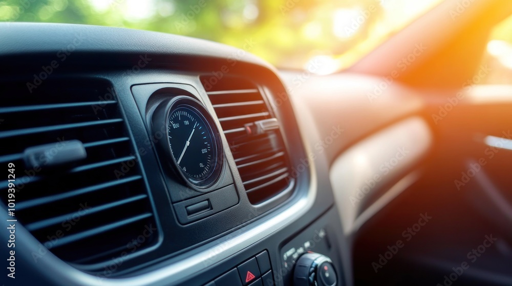 Close-up of a Car's Dashboard with a Gauge Close-up of a Car's Dashboard with a Gauge