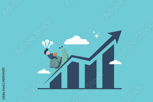 A businessman forces a snail to climb an upward graph