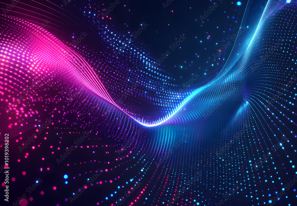 Abstract digital wave on dark background design. Technology and science concept design. 3D Rendering design Abstract digital wave on dark background design. Technology and science concept design. 3D Rendering design