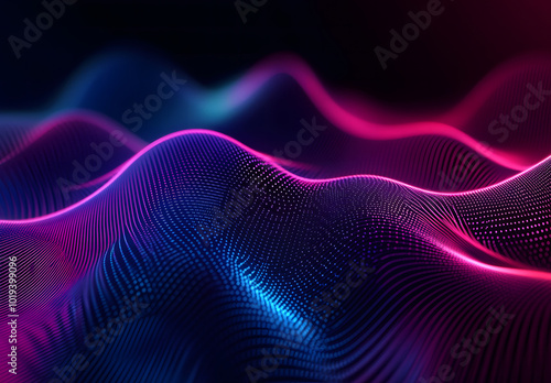 Abstract digital wave on dark background design. Technology and science concept design. 3D Rendering design