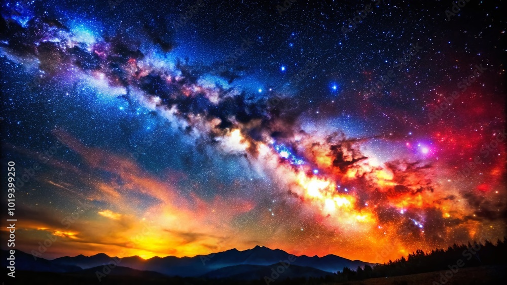 Fototapeta premium Stunning view of a colorful galaxy with stars and cosmic dust in the vastness of outer space