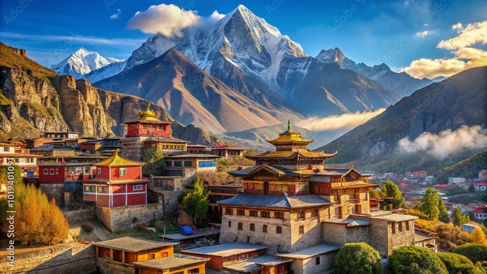Stunning View of Mustang District in Nepal Showcasing Majestic Mountains and Traditional Architecture Stunning View of Mustang District in Nepal Showcasing Majestic Mountains and Traditional Architecture