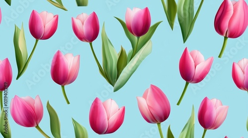 Wallpaper Mural Vibrant pink tulip flowers arranged in a cheerful elegant floral bouquet against a bright turquoise blue background  The tulips are in full bloom showcasing their lush petals and vibrant color Torontodigital.ca