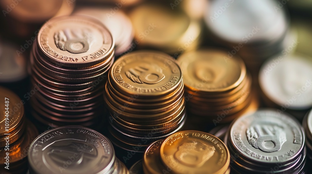 A Stunning Display of Various Coins Representing Wealth and Value A Stunning Display of Various Coins Representing Wealth and Value