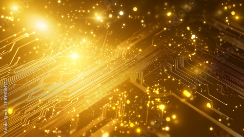 digital gold circuit backdrop for technology background photo