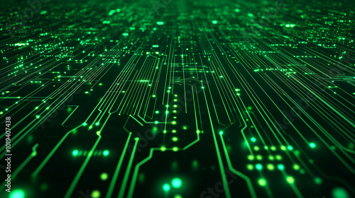 digital green circuit backdrop for technology background