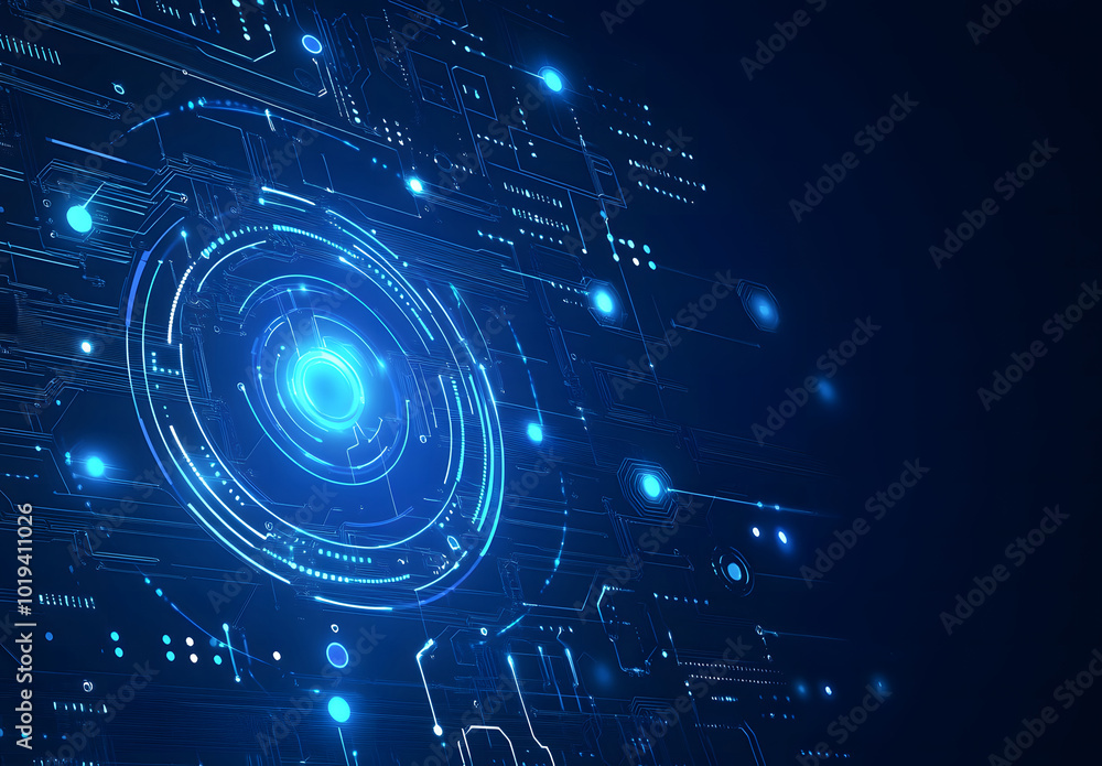 Fototapeta premium Abstract glowing digital circle wallpaper design