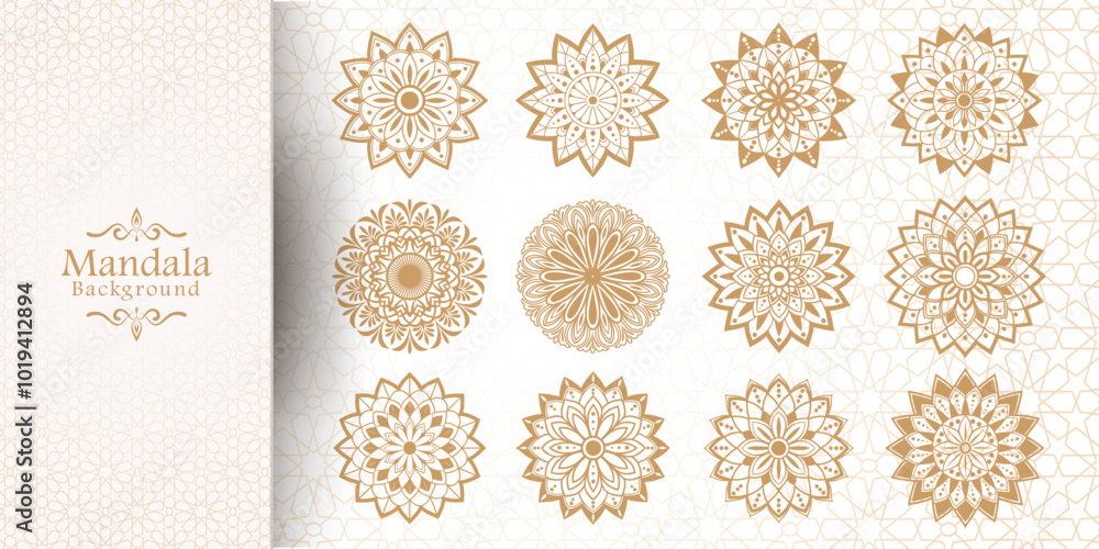 A Set of hand drawn mandala elements, Luxury mandala background with golden arabesque pattern Arabic Islamic east style, Ornamental mandala with golden color arabesque floral pattern A Set of hand drawn mandala elements, Luxury mandala background with golden arabesque pattern Arabic Islamic east style, Ornamental mandala with golden color arabesque floral pattern