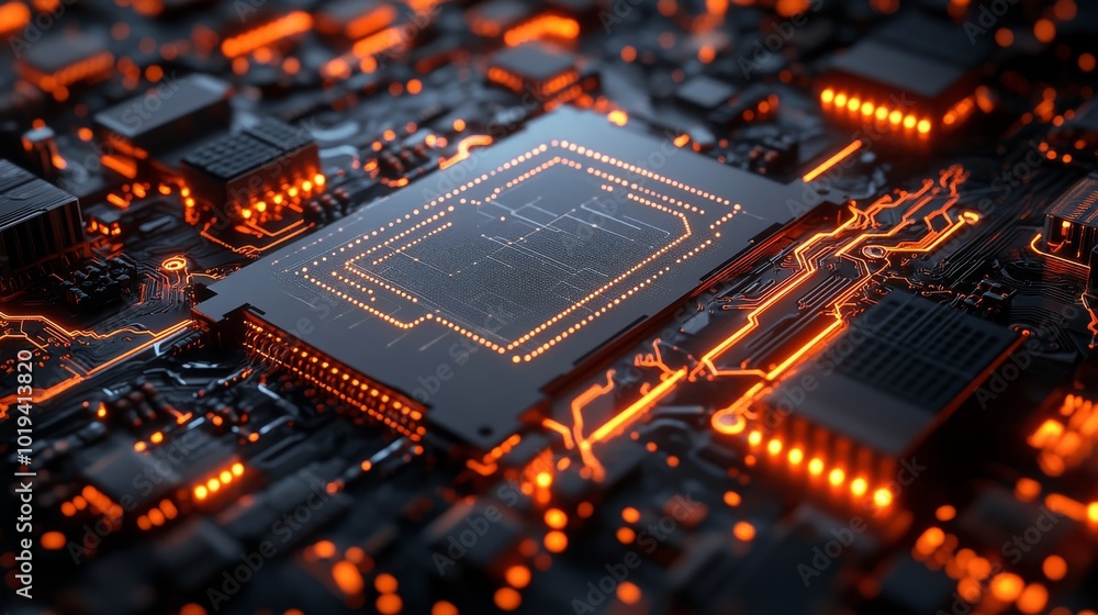 Illuminated Circuit Board with a Central Processing Unit Illuminated Circuit Board with a Central Processing Unit