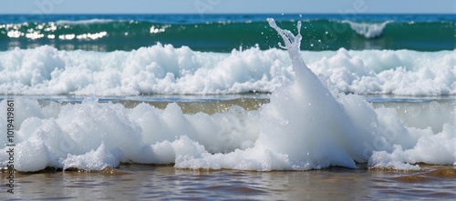 Blue-water scene featuring waves turbulence and bubbles photo