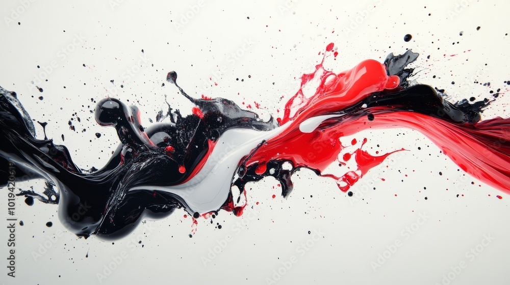 Abstract Paint Swirls with Red, Black, and White Splashes Abstract Paint Swirls with Red, Black, and White Splashes