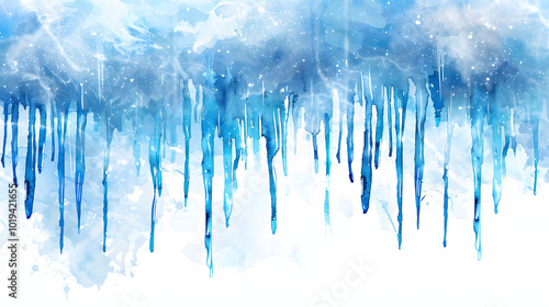 Icicle winter Watercolor