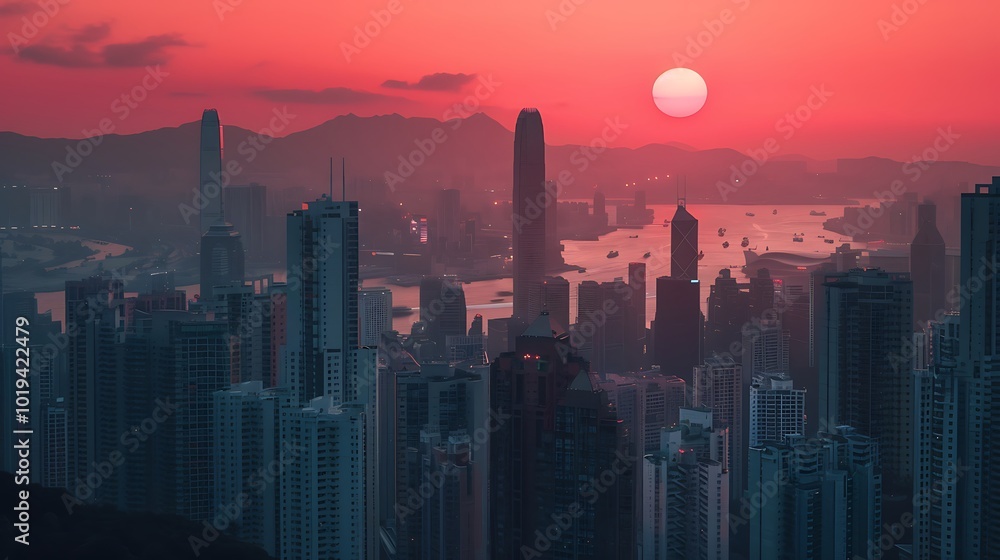 Fototapeta premium Hong Kong skyline at night