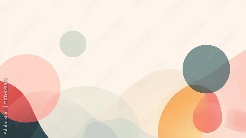 Abstract Composition of Overlapping Pastel Circles and Shapes Abstract Composition of Overlapping Pastel Circles and Shapes
