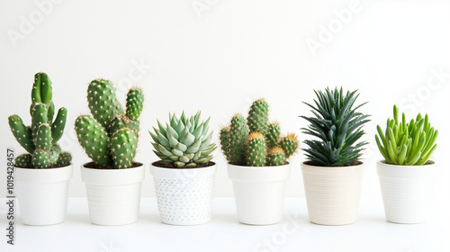 succulent cactus plants on white background