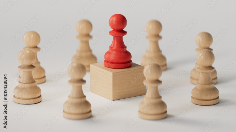 RED chess pawn pieces or leader businessman with circle of silver men. victory, leadership, business success, team, and teamwork concept.3D rendering on white background.
RED chess pawn pieces or leader businessman with circle of silver men. victory, leadership, business success, team, and teamwork concept.3D rendering on white background.