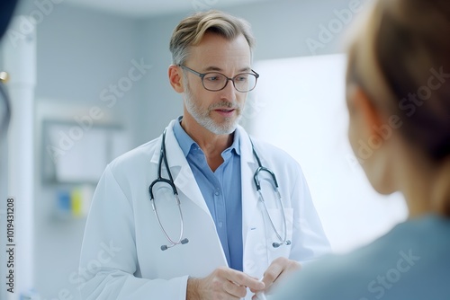 Doctor Examining Patient s Throat with Tongue Depressor in Clinical Setting photo