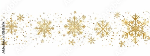 Wallpaper Mural Golden snowflakes on a white background, festive decoration for winter holidays, perfect for Christmas and New Year celebrations, creating a joyful atmosphere and elegance Torontodigital.ca