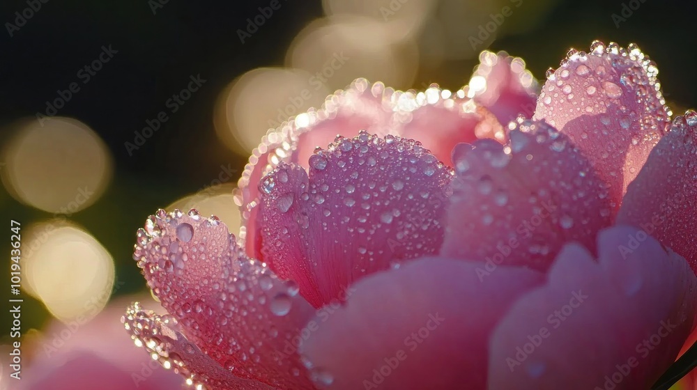 Dewdrops on a Pink Peony Petal Dewdrops on a Pink Peony Petal